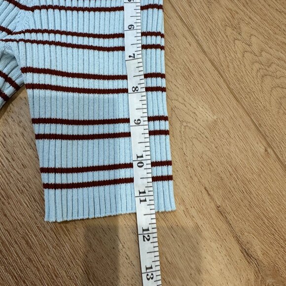 A.L.C. Sydney Polo Top Ice Water/Sequoia Striped Knit – Size XL - Picture 9 of 11